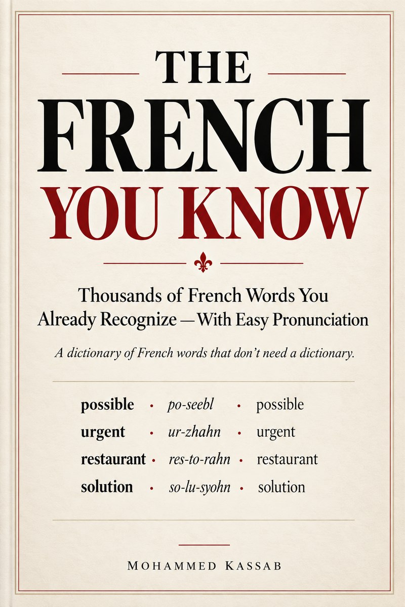 The French You Know by Mohammed Kassab. Thousands of French Words You Already Recognize — With Easy Pronunciation.